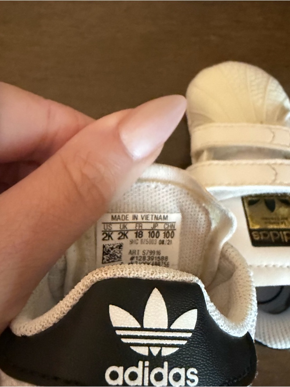 adidas baby White and Black Velcro Three-Stripe Sneakers - Picture 3 of 3